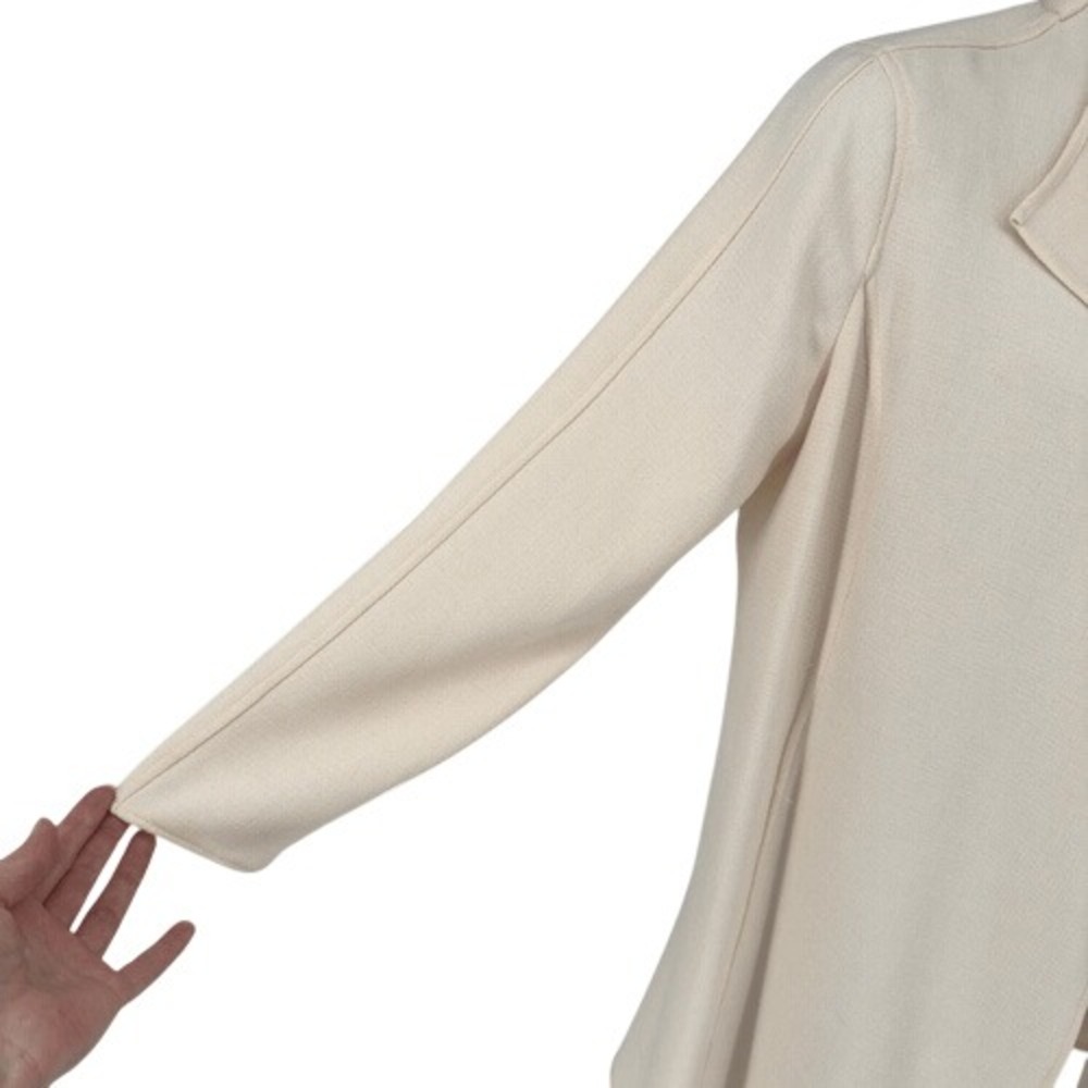 Anne Klein Longline Open Front Knit Blazer Cardigan Ivory Cream Size‎ L - Picture 3 of 11